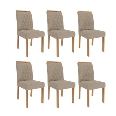 Imagem de Kit 6 Cadeiras para Sala de Jantar Estofadas Juliana Bege