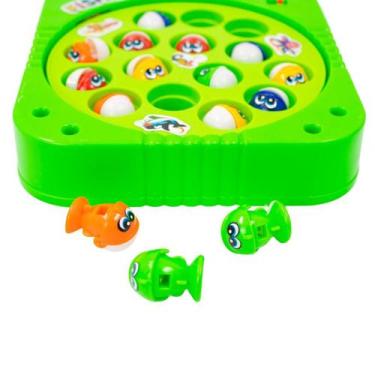 Imagem de Jogo Pescaria Infantil Com Pilha Verde 15 Peixes 3 Varas - Shopmix
