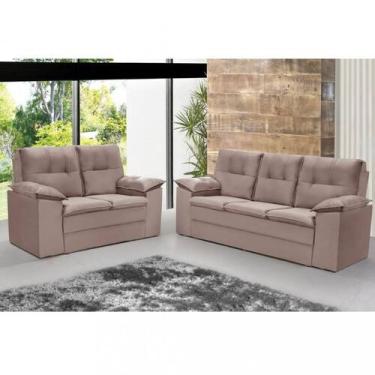 Imagem de Sofá 3 e 2 Lugares Egito Requinte, Veludo Castor