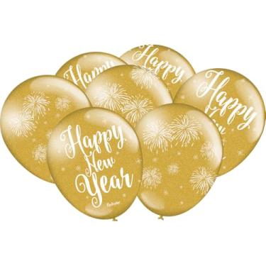 Imagem de Balão Importado Especial Látex 9" Festcolor Dourado Happy New Year 1X25