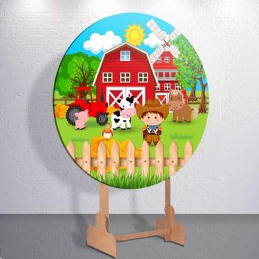 Imagem de Painel Tema Fazenda Animais Capa Grande e Mini Redondoda Estampa Subli