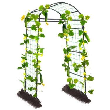 Imagem de Treliça em arco de jardim yotoworth, aço preto de 210 cm de altura