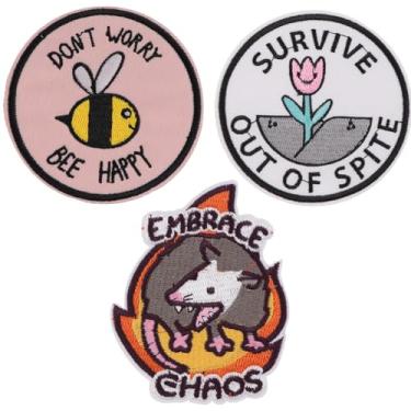 Imagem de Adesivos de ferro para adultos, acessório de decoração com vibração energética bordada, faça você mesmo, para chapéus, roupas, mochila, jeans, citação positiva