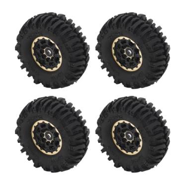 Imagem de Generic Pneu de Borracha RC, Aro de Latão Robusto 7mm Unidade Hexagonal Preto Diâmetro Externo 2,17 Polegadas 4pcs Pneu de Roda de Carro RC SCX24 1/24 (Buraco de quadratura)
