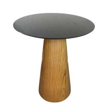 Imagem de Mesa De Apoio Cone Base Laminada Em Madeira Natural - Tampo Laqueado 60 Cm Altura 60 Cm Cor Preto