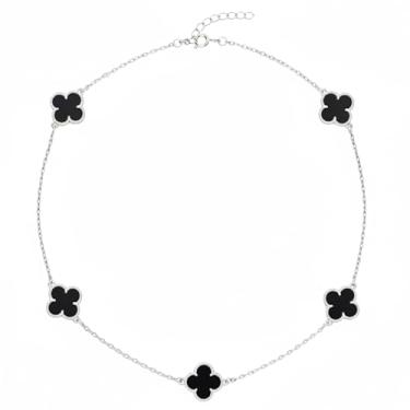 Imagem de VIRENZA Colar Choker Trevos Preto Virginia Folheada Prata 925