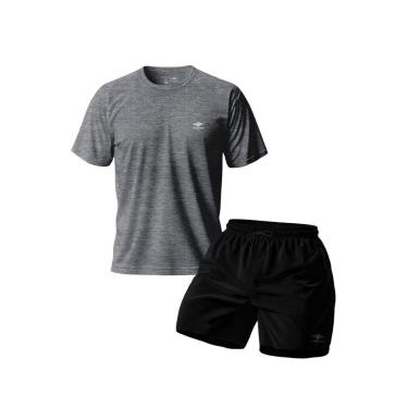 Imagem de Conjunto Camiseta Dry Masculina Raglan E Short Mauricinho Academia Verão Praia Básico-Masculino