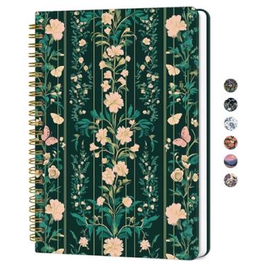 Imagem de Caderno de diário espiral forrado para mulheres, diários pautados pela faculdade A5 para escrever, cadernos de capa dura para trabalho, anotações e material escolar de escritório, 140 páginas - Valsa