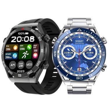 Imagem de Relogio Inteligente Masculino Smart Watch Redondo C/2 Pulseira Extra Android iOS Tela Amoled-Unissex