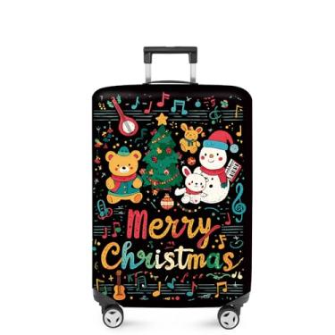 Imagem de FOREVER QUEEN Capa protetora elástica para bagagem de Natal serve para acessórios de viagem de 50 a 86 cm, Desenho animado - Feliz Natal, XL(fits 32-34Inch suitcase), Mármore
