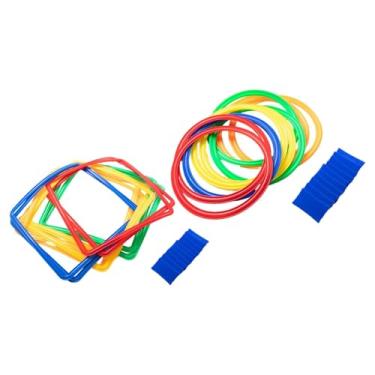 Imagem de JWQFBC Jogo de Amarelinha com Quadrados E Círculos para Estimular Velocidade E Agilidade – Ideal para Meninas E Meninos No Jardim.