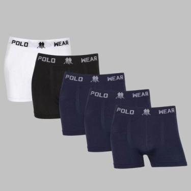 Imagem de Kit 5 Cuecas Boxer Polo Wear Masculino Original Premium Lisa, 1branco,