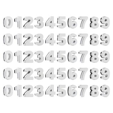 Imagem de Shapenty Contas espaçadoras lisas de metal de liga de 10 mm com 0 a 9 números para artesanato DIY, pulseira, colar, gargantilha, chaveiro, grampo de cabelo, fabricação de joias, 50 peças (prata)