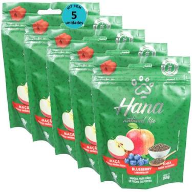Imagem de Hana Natural Life Maçã Blueberry Chia 80g Snacks Para Cães Adultos Kit