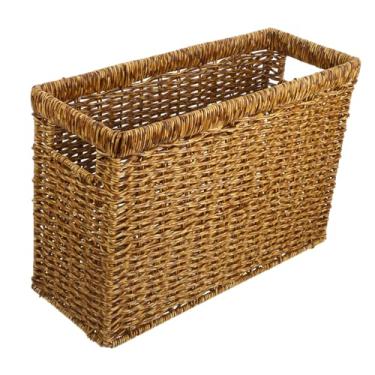 Imagem de Plastic Rattan Woven Storage Basket with Handle for Desktop Organizer Multi-functional Sundry Container for Toys Clothes and Household Items and Space-saving Home Storage Bin