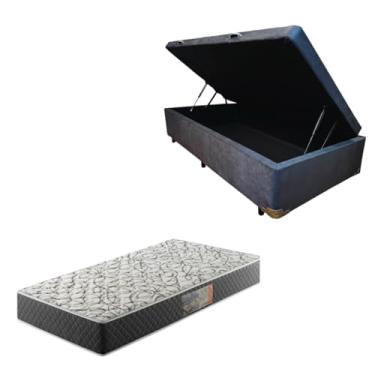 Imagem de Cama Box Baú Blindada com Colchão de Espuma D33 20cm (SUEDE CINZA, Solteiro)
