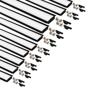 Imagem de Kit 10 Metros Perfil Embutir Alumínio Slim P/Fita Led (Preto)