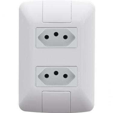 Imagem de Kit 4 Conjunto 4x2 2 Tomadas 2p+t Tramontina Aria 10a 250v Branco