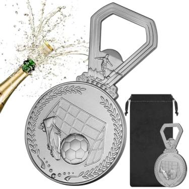 Imagem de LULLEA Medalhas de futebol abridor de garrafa de cerveja, prata