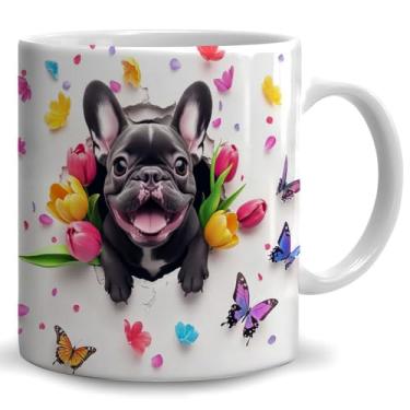 Imagem de WIDOVINA Caneca de café buldogue francês - presentes de buldogue francês para mulheres e homens - Copos para amantes de cães, presente para amantes de cães - Caneca de cerâmica impressa com efeito 3D
