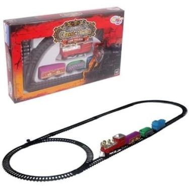 Imagem de Trem Elétrico Clássico com Trilhos, 78 cm de Percurso, Locomotiva e Vagões Coloridos, Brinquedo Infantil, Natalino