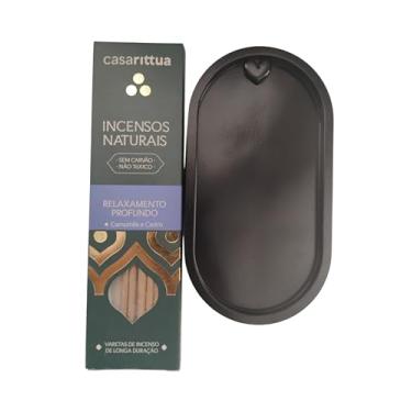 Imagem de Casarittua Incensos Naturais Relaxamento Profundo, Camomila e Cedro, Sem Carvão, Não Tóxico, Longa Duração mais bandeja porta incenso