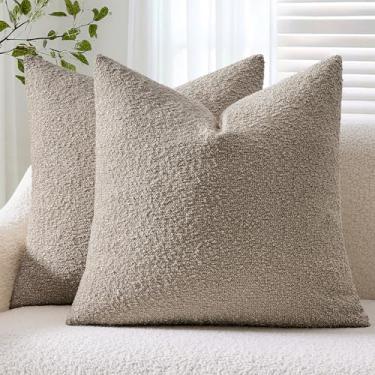 Imagem de ANRODUO Pacote com 2 capas de almofada texturizadas, macias e acastanhadas, decorativas, sólidas, aconchegantes e modernas, para cadeira, sofá, quarto, sala de estar, decoração de casa, 50 x 50 cm