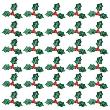 Imagem de Toyvian 100 peças de mini folhas de azevinho: folhas de azevinho artificiais de Natal para artesanato, mini decorações de frutas vermelhas para decoração de casa - Artesanato ideal de guirlanda de