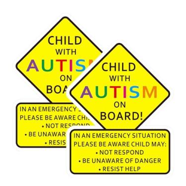 Imagem de 2 peças de ímã de decalque de carro para crianças com conscientização do autismo, adesivos para ocupantes autistas em veículos, alerta, emergência, sinal de criança autista, para carro, caminhão