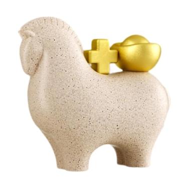 Imagem de Ioensy Estatueta de cavalo em resina, rica em significado Feng Shui, ideal para quarto de hóspedes, Arenito