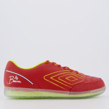 Imagem de Chuteira Umbro BR Futsal Vermelha e Verde, 42