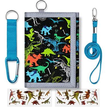 Imagem de Carteira infantil para meninos e meninas de 3 a 16 anos, carteiras de três dobras com bolso para moedas com zíper para crianças e dinossauros, Dinossauro 7