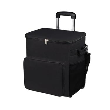 Imagem de menolana Bolsa térmica com rodas, carrinho macio e estável, com rodas e alça isolada para compras no pátio, viagens praia, Preto