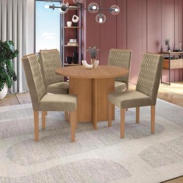 Imagem de Conjunto Sala De Jantar Nira Kappesberg 4 Cadeiras Veludo Bege