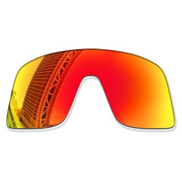 Imagem de LenzProse Lentes de reposição polarizadas de 1,5 mm para óculos de sol Oakley Sutro S OO9462, antiarranhões | Ajuste perfeito, Vermelho fogo polarizado - 1,5 mm