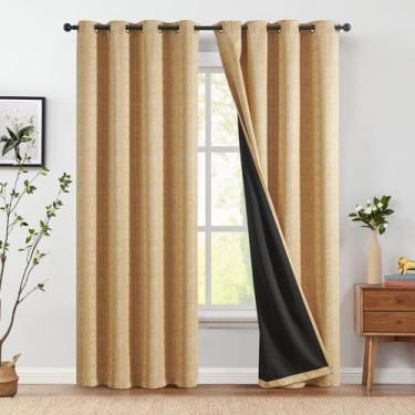 Imagem de Cortinas jinchan Blackout 95% Boho Mostarda Amarelo 240x245cm