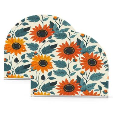 Imagem de Wassud Porta-guardanapos de acrílico de girassol laranja, dispensador de guardanapos de papel moderno em forma de U para mesa, cozinha, sala de jantar, bancada 2 peças (comporta 50-60 guardanapos)