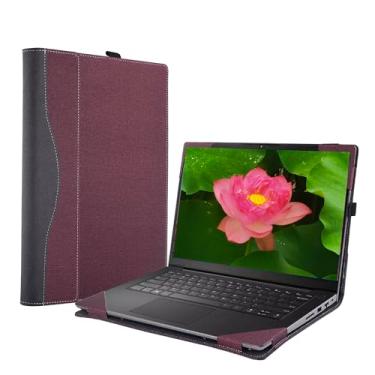 Imagem de XJchen Capa protetora para laptop compatível com Dell Inspiron 14 5420 5425 5430 5435 5440 7420 7425 7430 7435 7440 7441 7445 2 em 1 Latitude 7440 7450 7455 Bolsa de couro PU (vinho vermelha