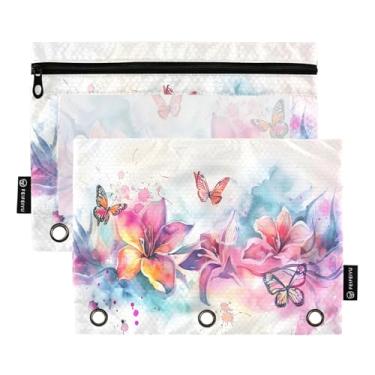 Imagem de CEBUGI 3 bolsas de lápis com zíper e janela transparente, 2 pacotes de estojo para exames de sala de aula (borboleta)