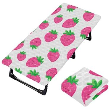 Imagem de Burbuja Lençol de berço de morangos para crianças, lençol de cochilo acolchoado portátil com faixa elástica para meninas e meninos, lavável na máquina, 63,5 x 127 cm
