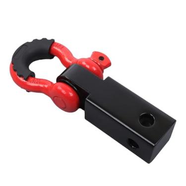 Imagem de LABLT Receptor de engate de manilha vermelho e preto (substituição para receptores de 5.1 cm) acessórios de reboque de manilha de anel 3/4 D para amplificador de caminhões