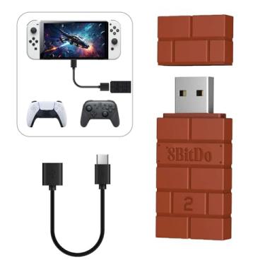 Imagem de 8Bitdo Adaptador 2 controles USB sem fio para Windows, Mac e Raspberry Pi, compatível com Xbox Series X e S, controle Bluetooth Xbox One, PS5/PS4/PS3 (marrom)