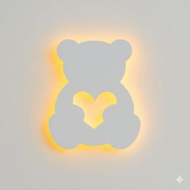 Imagem de Placa Luminosa LED Urso Infantil – Decoração Fofa Para Quarto - Sala ou Brinquedoteca - Menino e Menina (Branco)