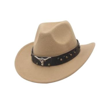 Imagem de Generic Chapéu de cowboy ocidental, chapéu de sol com aba grande, cosplay masculino, chapéu de cowgirl ocidental, proteção solar para caminhadas, traje de, Cor camelo