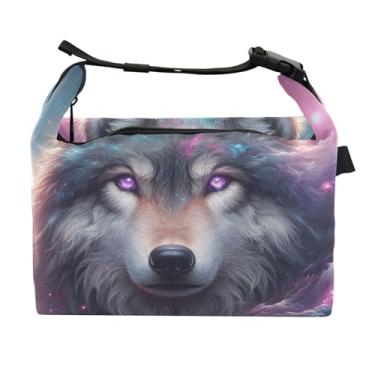 Imagem de TSENQUE Nebula Wolf Fantástica Lancheira para Mulheres Lancheira Portátil Lancheira para Trabalho Linda Rosa Bolsa Térmica para Trabalho