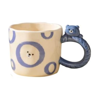 Imagem de Caneca de cerâmica animal em relevo de urso de desenho 3D - estatueta esculpida feita à mão de 400 ml xícara de café fofa, presente exclusivo para aniversário, Natal
