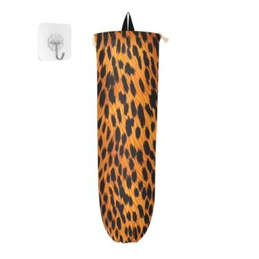 Imagem de Protetor de saco Tig Fur amarelo preto laranja para sacolas plásticas, suporte de saco de plástico, organizador de sacolas de cozinha