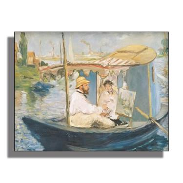 Imagem de OKRA Arte de parede em tela Monet - Pintura Claude Monet em seu estúdio - Retratos e paisagens - Adequado para estúdios de arte, banheiros e corredores. Sem moldura. 12 x 16 pol/30 x 40 cm