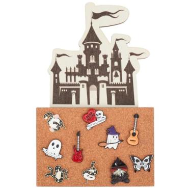 Imagem de BENECREAT Placa de exibição de cortiça de castelo de 24 x 14 cm, quadro de exibição de boletim com moldura de madeira para broche, organizador de joias, escritório, decoração de casa