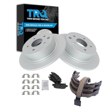 Imagem de TRQ Kit de pastilha de freio traseiro e rotor compatível com Nissan Juke 07-19 Sentra 11-17